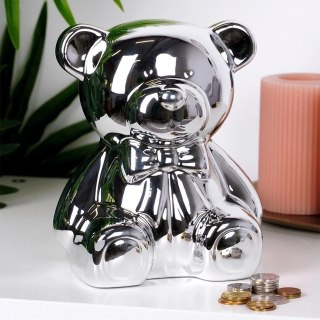 Grupa Orion Sp. z o.o. Skarbonka ceramiczna srebrna lustrzana 14,5x12,5x17 cm