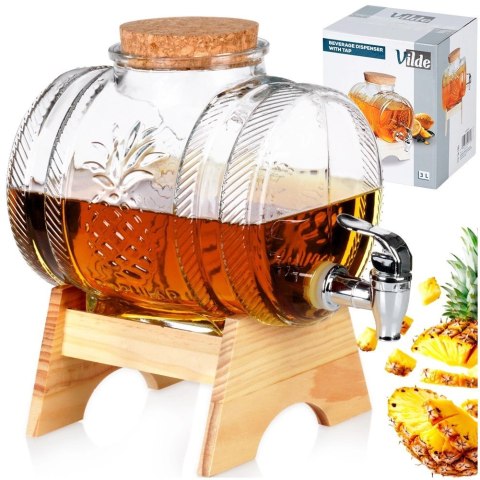 Grupa Orion Sp. z o.o. Słój Dozownik Dyspender do Napojów z Kranikiem Stojakiem Szklany ORION 3l