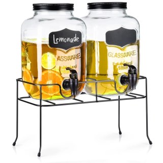 Grupa Orion Sp. z o.o. Słój do napojów z kranikiem i stojakiem czarnym 2x4 l 3 el.