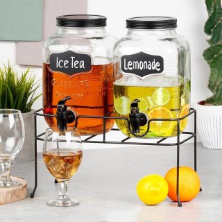 Grupa Orion Sp. z o.o. Słój do napojów z kranikiem i stojakiem czarnym 2x4 l 3 el.