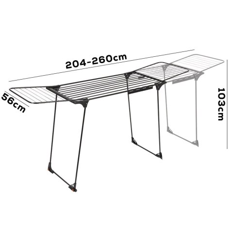 Grupa Orion Sp. z o.o. Suszarka XXL na Pranie Ubrania Metalowa Czarna Składana VILDE 204-260 cm