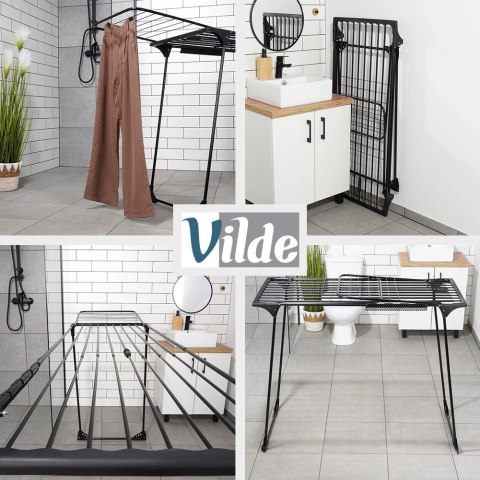 Grupa Orion Sp. z o.o. Suszarka XXL na Pranie Ubrania Metalowa Czarna Składana VILDE 204-260 cm