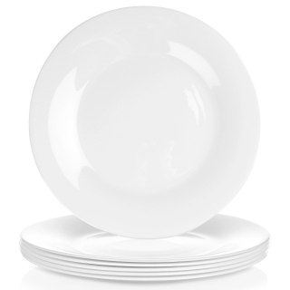 Grupa Orion Sp. z o.o. Talerze Obiadowe Płytkie Szkło Białe 6 szt. VILDE 25,5 cm Opalowe