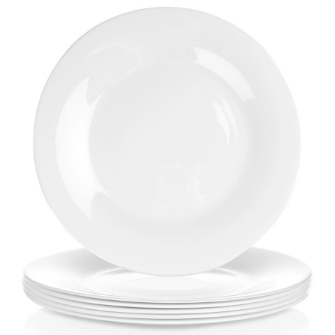 Grupa Orion Sp. z o.o. Talerze Obiadowe Płytkie Szkło Białe 6 szt. VILDE 25,5 cm Opalowe