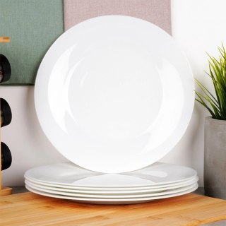 Grupa Orion Sp. z o.o. Talerze Obiadowe Płytkie Szkło Białe 6 szt. VILDE 25,5 cm Opalowe