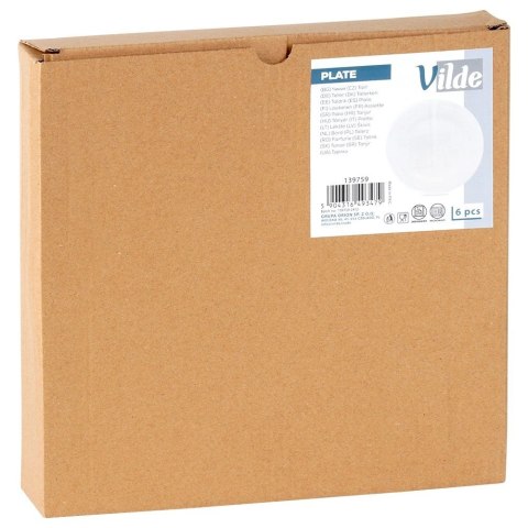 Grupa Orion Sp. z o.o. Talerze Obiadowe Płytkie Szkło Białe 6 szt. VILDE 25,5 cm Opalowe