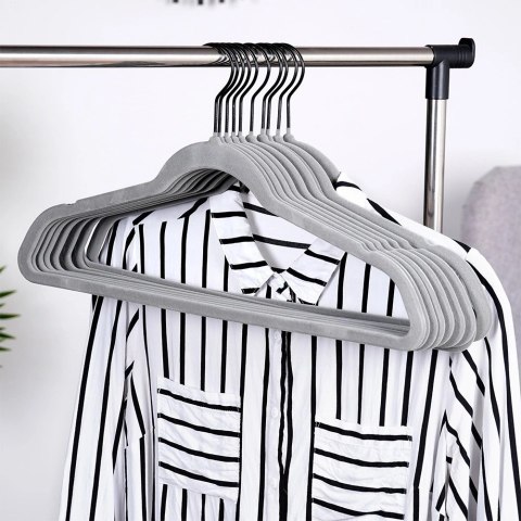 Grupa Orion Sp. z o.o. Wieszaki na ubrania welurowe szare obrotowe 45x24,5 cm 10 szt.