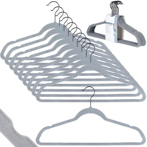 Grupa Orion Sp. z o.o. Wieszaki na ubrania welurowe szare obrotowe 45x24,5 cm 10 szt.