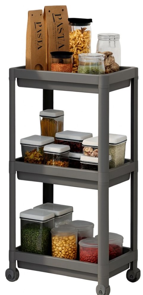 Regał na kółkach 3 poziomowy Decobella ANTRACYT