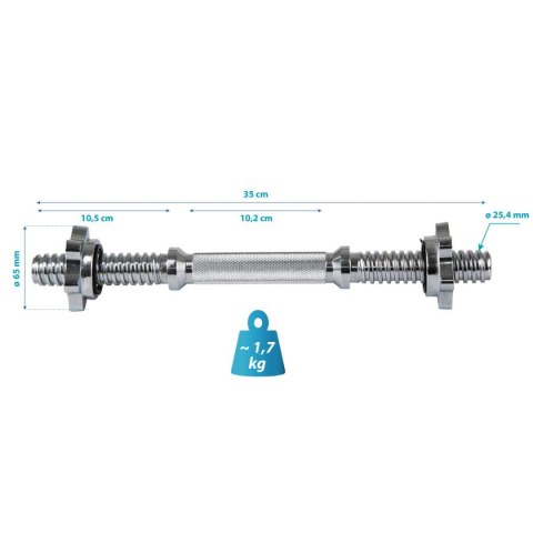 GRYF PROSTY KRÓTKI 35CM Z ZACIKAMI ŚREDNICA 25MM EB FIT