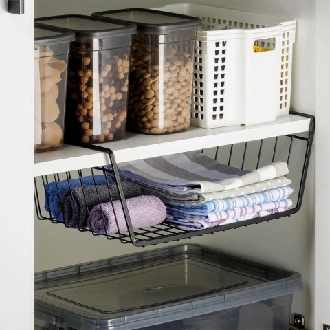 Grupa Orion Sp. z o.o. Koszyk podwieszany pod półkę metalowy czarny 40,5x26,5x14,5 cm