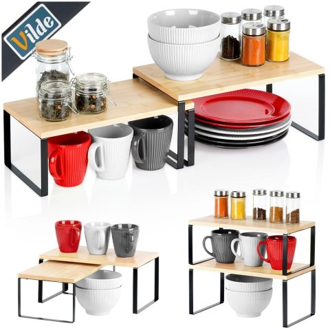 Grupa Orion Sp. z o.o. Półka kuchenna drewniana 33,5x19,5x16 cm / 33,5x18,5x13,5 cm 2 szt.