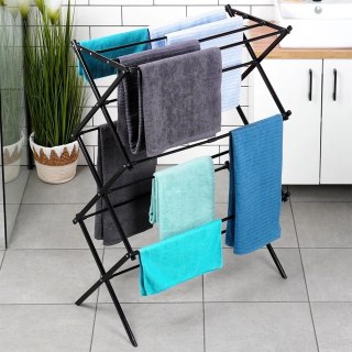 Grupa Orion Sp. z o.o. Suszarka na pranie metalowa czarna pionowa rozsuwana 44,5-75x37,5x105 cm