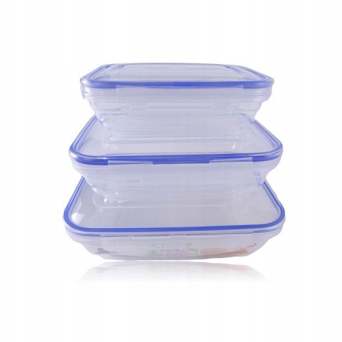 Komplet pojemników transparentnych PROSTOKĄT 400,800,1400 ml