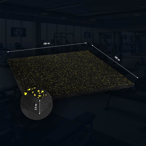 POS35 PODŁOGA GUMOWA POD SPRZĘT FITNESS Z WYPUSTKAMI BLACK/YELLOW HMS