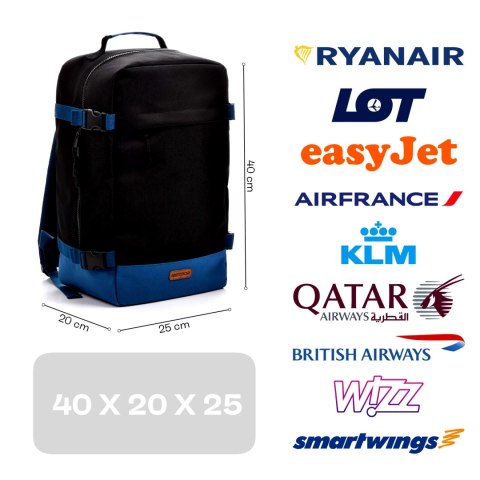 Plecak kabinowy Meteor Hermod czarny/niebieski