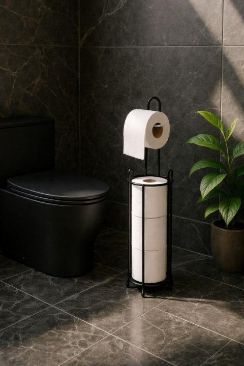 STOJAK NA PAPIER WC OKRĄGŁY CZARNY