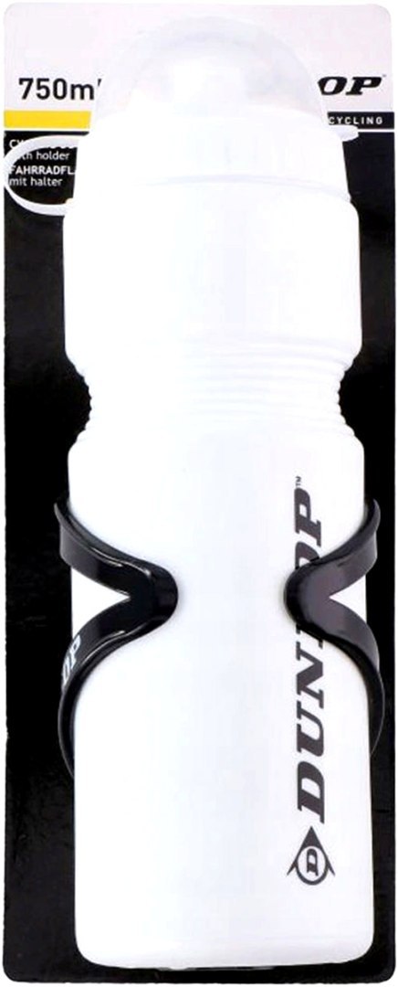 BIDON ROWEROWY DUNLOP 750ML Z KOSZYKIEM BIAŁY
