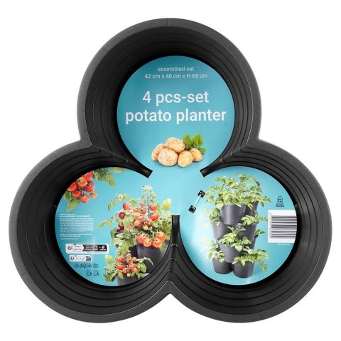 Grupa Orion Sp. z o.o. Doniczka ogrodowa plastikowa czarna kaskadowa piętrowa 4 szt.