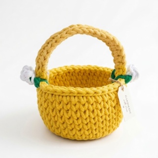 KOSZYK WIELKANOCNY NA ŚWIĘCONKĘ RĘKODZIEŁO SZNUREK BAWEŁNIANY HANDMADE ŻÓŁTY