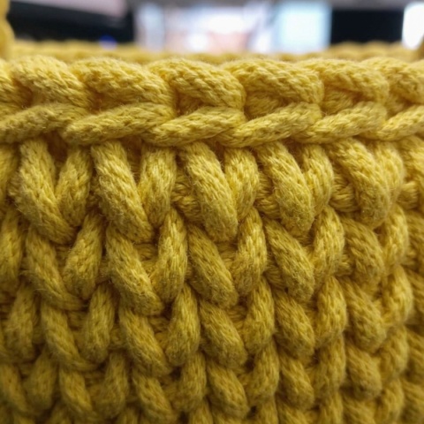 KOSZYK WIELKANOCNY NA ŚWIĘCONKĘ RĘKODZIEŁO SZNUREK BAWEŁNIANY HANDMADE ŻÓŁTY