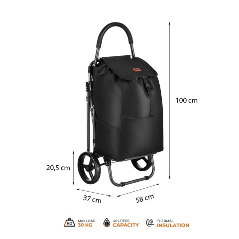 NC4303 WÓZEK NA ZAKUPY Z SIEDZISKIEM 40L CZARNY NILS