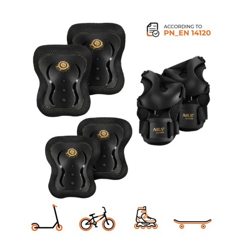 H320 ZESTAW OCHRANIACZY FLY ZŁOTY ROZM. S NILS EXTREME