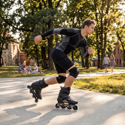 NA1601 ŁYŻWOROLKI SLALOMOWE SLAYD CZARNE ROZM. 46 NILS EXTREME