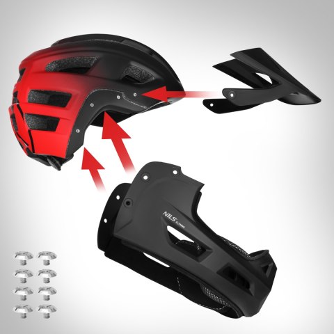 MTW101 KASK CZERWONY FULL FACE L(58-61CM) NILS EXTREME