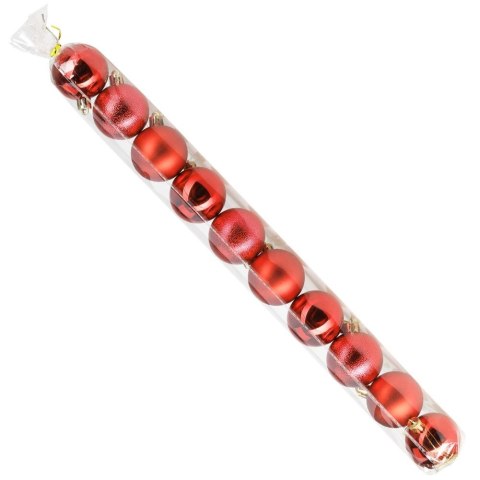 Orion Bombki Czerwone 10 szt. Nietłukące 5 cm Wytłaczana Struktura