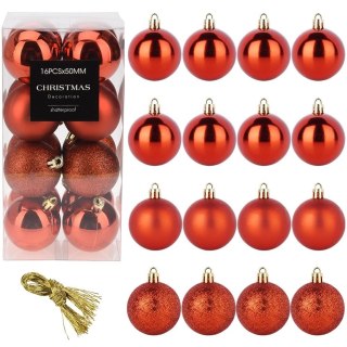 Orion Bombki Czerwone 12 szt. Nietłukące 5 cm Zestaw Mat/Błysk/Brokat Dekor