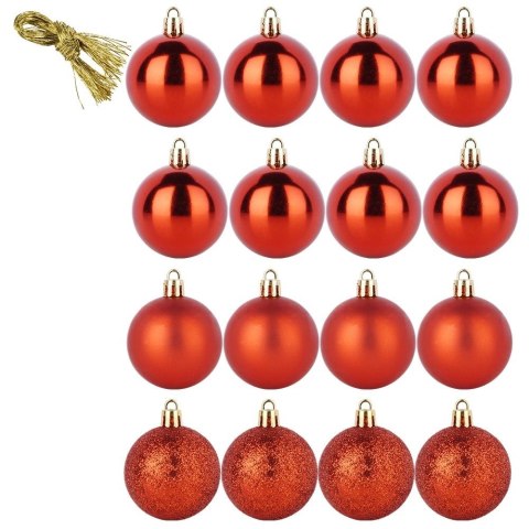 Orion Bombki Czerwone 12 szt. Nietłukące 5 cm Zestaw Mat/Błysk/Brokat Dekor