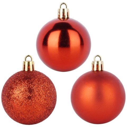 Orion Bombki Czerwone 12 szt. Nietłukące 5 cm Zestaw Mat/Błysk/Brokat Dekor