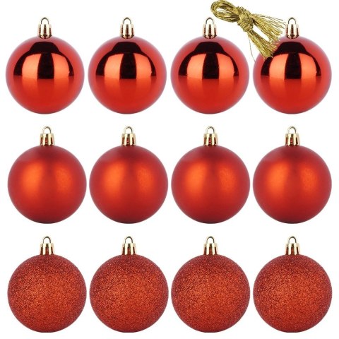 Orion Bombki Czerwone 12 szt. Nietłukące 6 cm Zestaw Mat/Błysk/Brokat Dekor