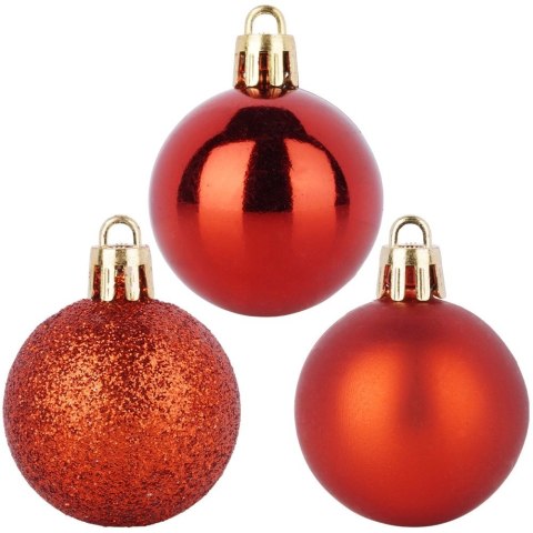 Orion Bombki Czerwone 20 szt. Nietłukące 4 cm Komplet Mat/Błysk/Brokat Dekor