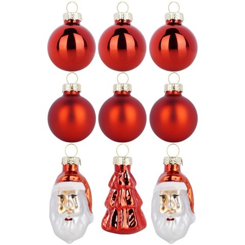 Orion Bombki Czerwone 9 szt. Nietłukące 3 / 5 cm Choinka Mikołaj Okrągłe