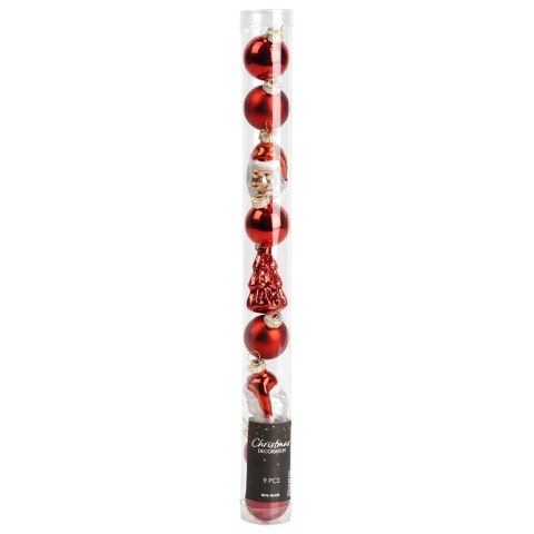 Orion Bombki Czerwone 9 szt. Nietłukące 3 / 5 cm Choinka Mikołaj Okrągłe