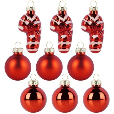 Orion Bombki Szklane Zestaw 9 szt. Czerwone 3 cm Dekoracja Choinkowa