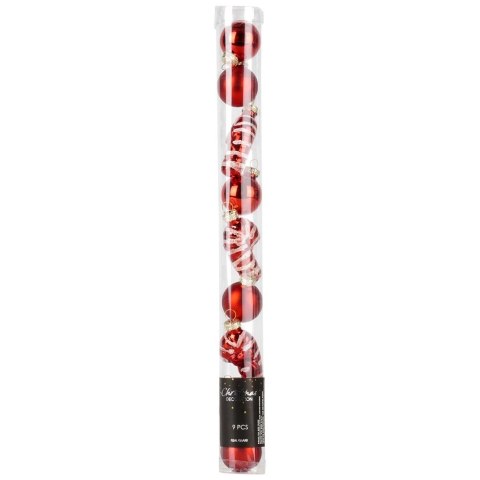 Orion Bombki Szklane Zestaw 9 szt. Czerwone 3 cm Dekoracja Choinkowa