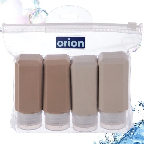 Orion Butelki Podróżne Zestaw 4 szt. Silikon 90 ml ORION Szczelne Etui 16 x 16 cm