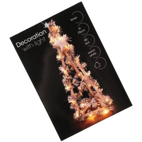 Orion Choinka Świąteczna Stożek Drewniana 68 cm 40 LED z Timerem Ozdoba