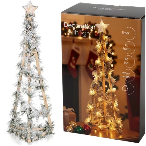 Orion Choinka Świąteczna Stożek Drewniana 68 cm 40 LED z Timerem Ozdoba