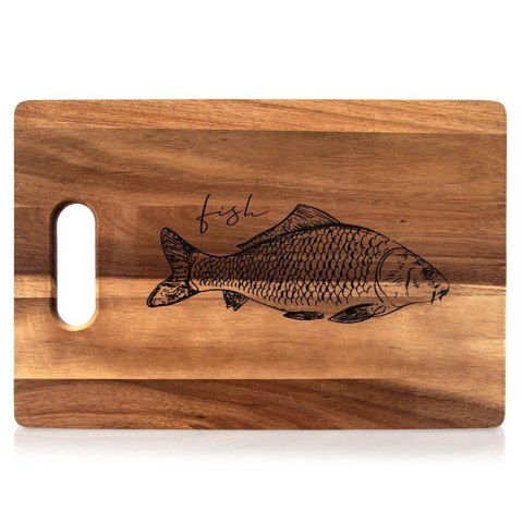 Orion Deska do Krojenia Akacjowa 36 x 24 cm Drewniana Uchwyt Fish ORION