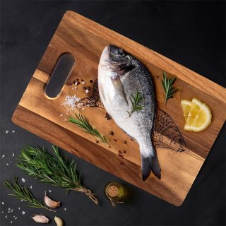 Orion Deska do Krojenia Akacjowa 36 x 24 cm Drewniana Uchwyt Fish ORION