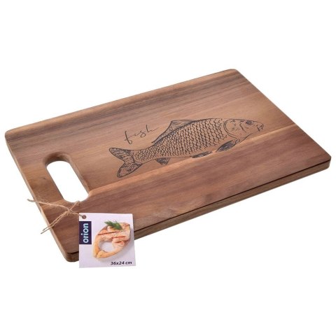 Orion Deska do Krojenia Akacjowa 36 x 24 cm Drewniana Uchwyt Fish ORION
