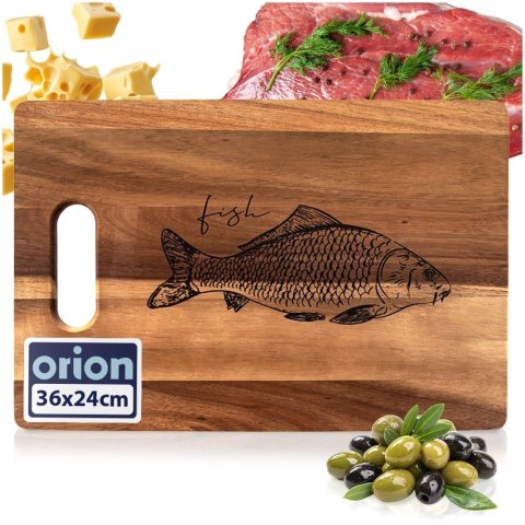 Orion Deska do Krojenia Akacjowa 36 x 24 cm Drewniana Uchwyt Fish ORION