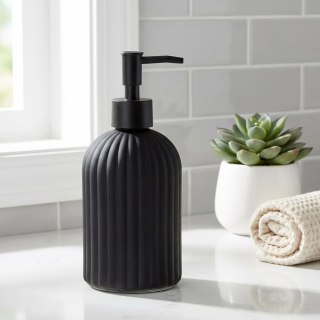 Orion Dozownik do Mydła Czarny Mat Szklany Ryflowany 400 ml VILDE Łazienka