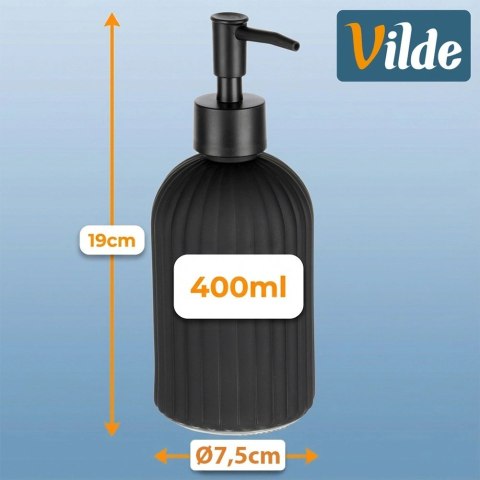 Orion Dozownik do Mydła Czarny Mat Szklany Ryflowany 400 ml VILDE Łazienka