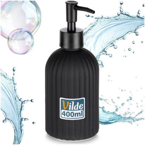 Orion Dozownik do Mydła Czarny Mat Szklany Ryflowany 400 ml VILDE Łazienka