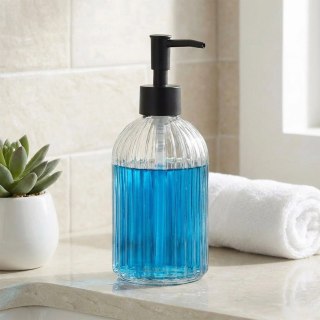 Orion Dozownik do Mydła Przezroczysty Szklany Ryflowany 400 ml VILDE